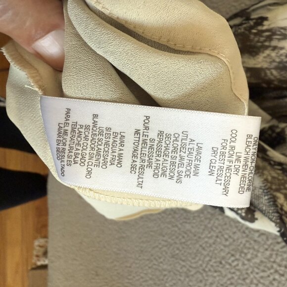 Tara Jarmon Silk Dress Ruffle Gathered Cream Black Designer - Picture 8 of 10